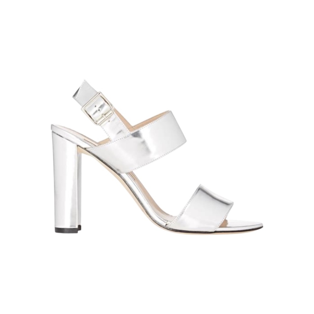 Manolo Blahnik Silver Khan Double Strap Heels Size 40.5